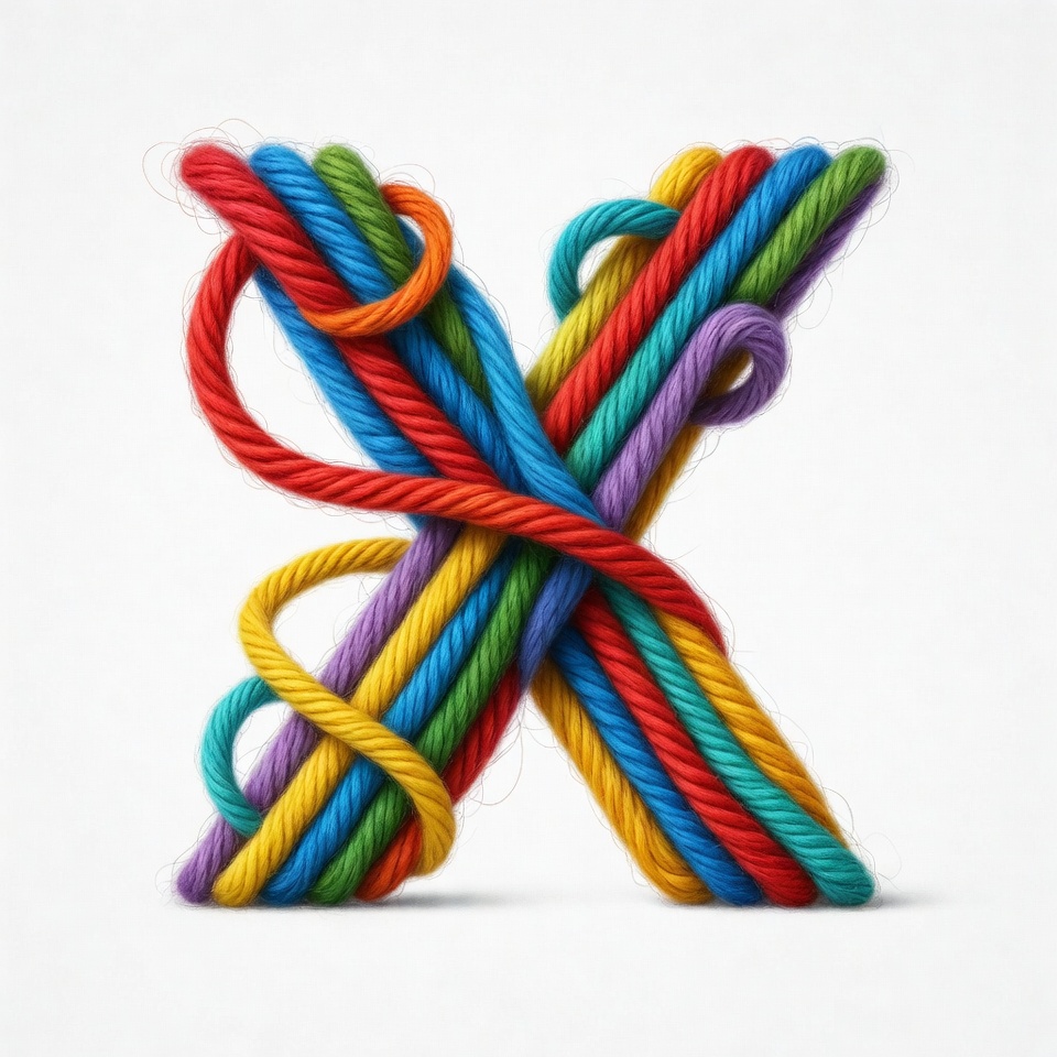 Colorful ropes shaped as letter x Colorful ropes shaped as letter x