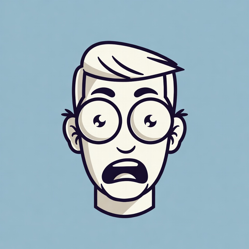 Surprised expression on cartoon face Surprised expression on cartoon face