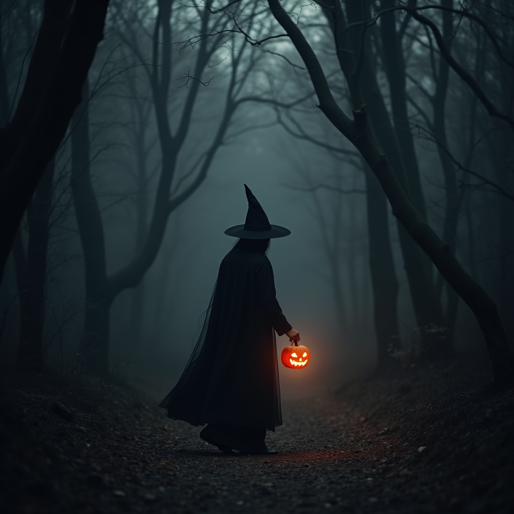 Witch walking in the dark forest Witch walking in the dark forest