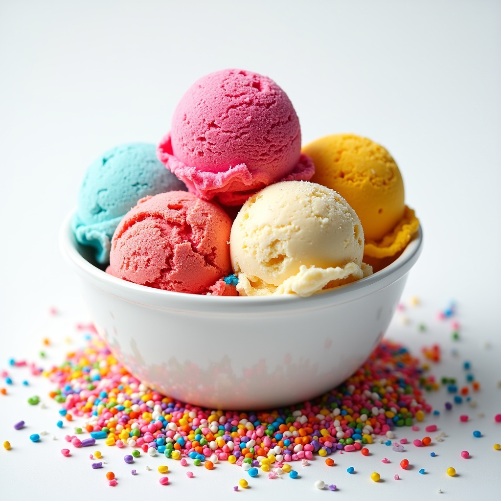 Colorful ice cream in a bowl Colorful ice cream in a bowl