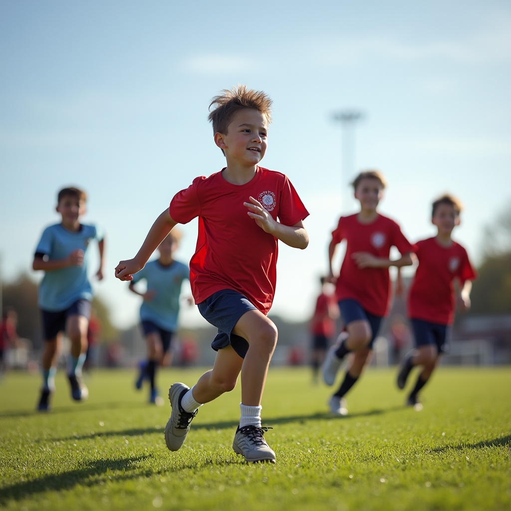 Kids running on a grassy field Kids running on a grassy field