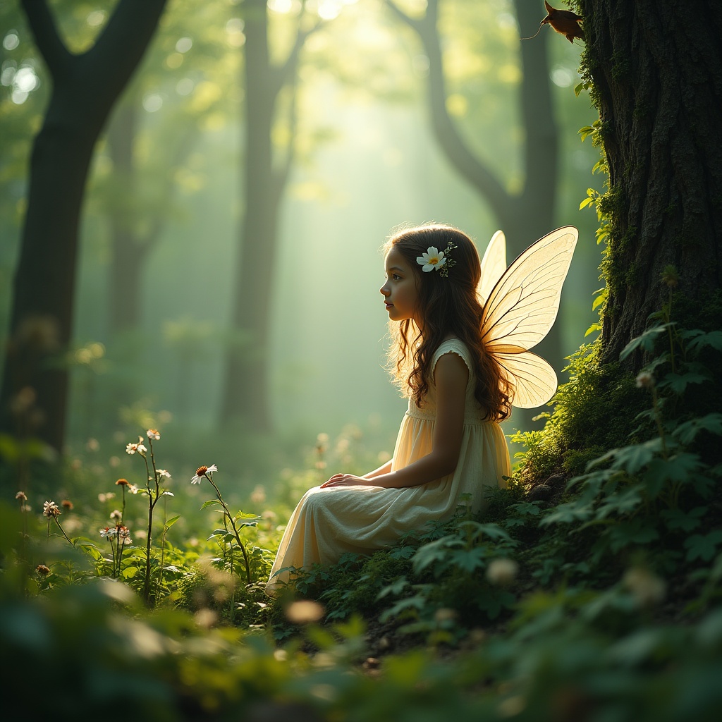 Fairy child in forest light Fairy child in forest light