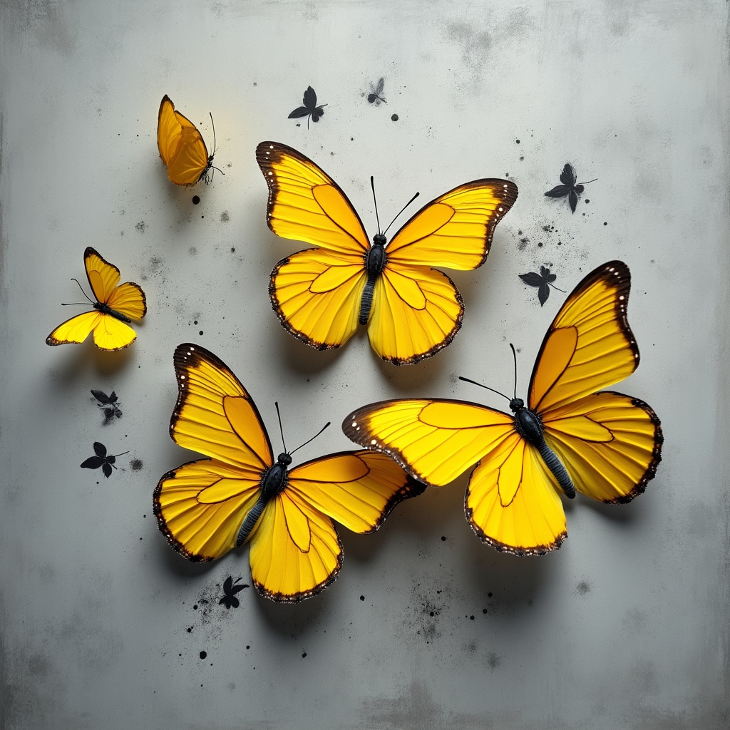 Colorful butterflies arranged on a gray background Colorful butterflies arranged on a gray background