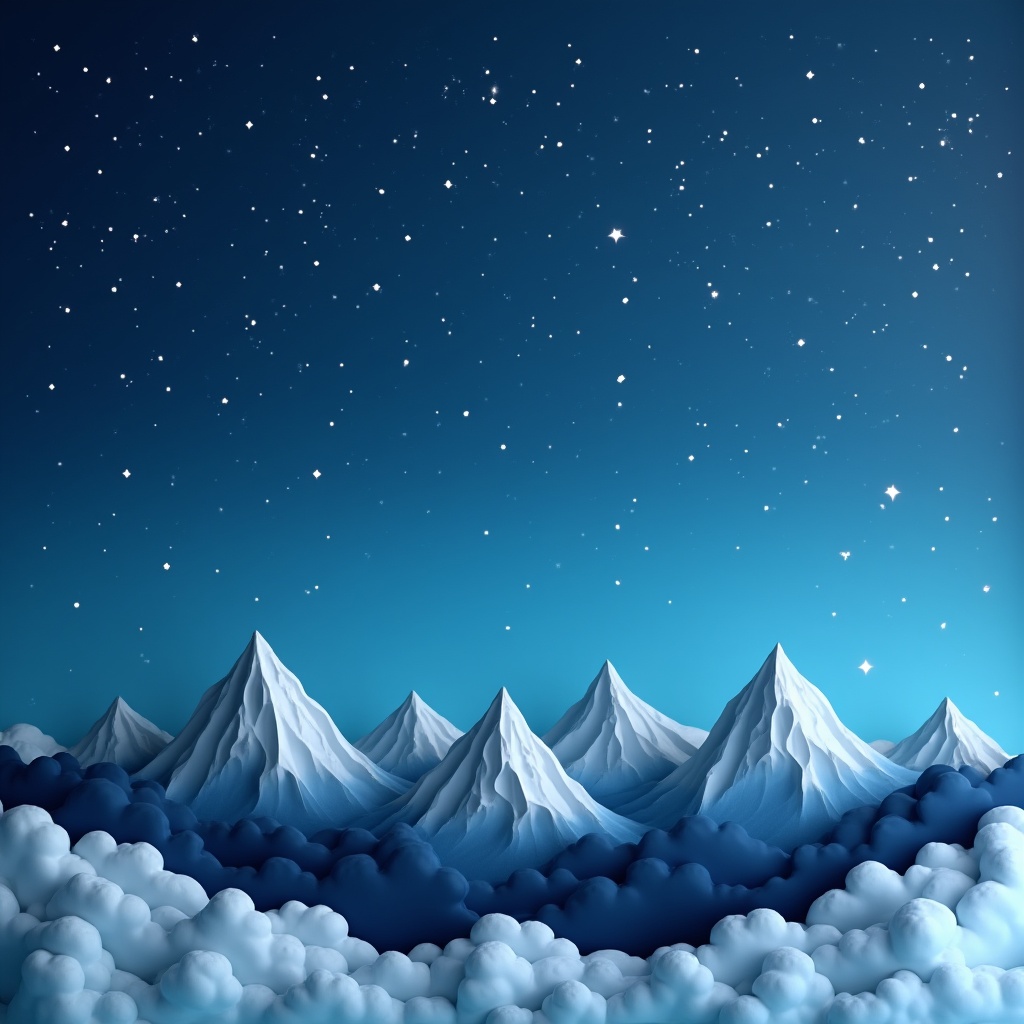 Snowy mountains under starry sky Snowy mountains under starry sky