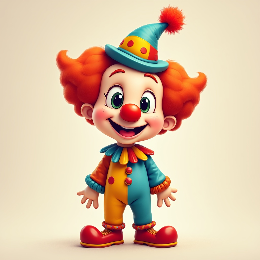 Colorful clown character with big smile Colorful clown character with big smile