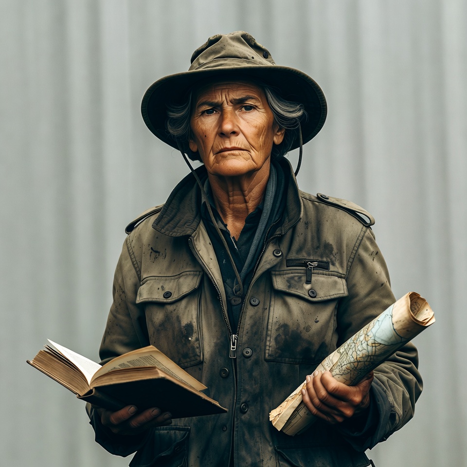 Exploring with book and map Exploring with book and map