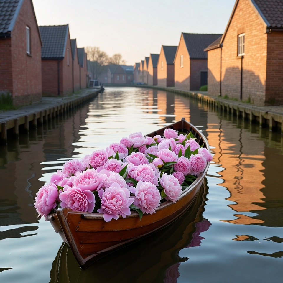 Boat carrying flowers in the canal Boat carrying flowers in the canal