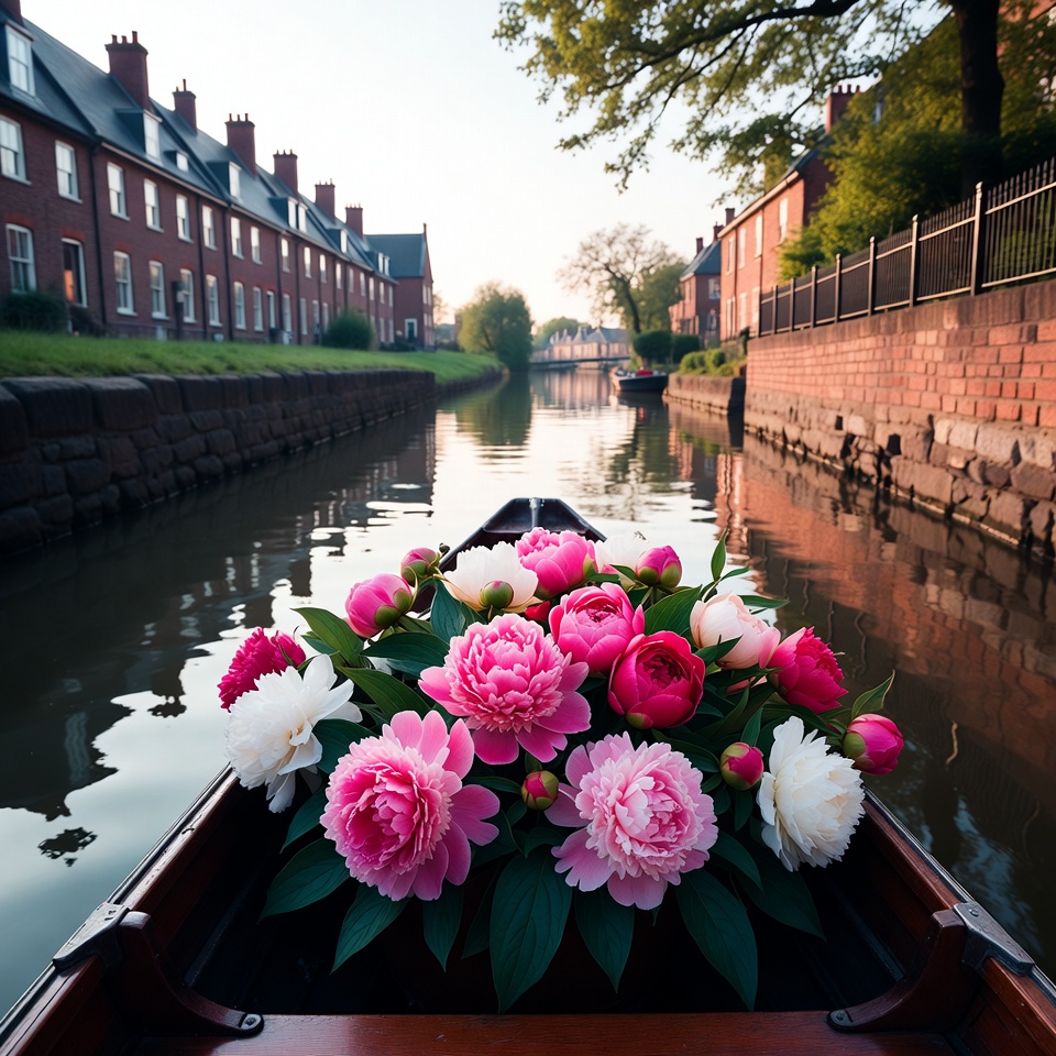 Flowers on a canal boat ride Flowers on a canal boat ride