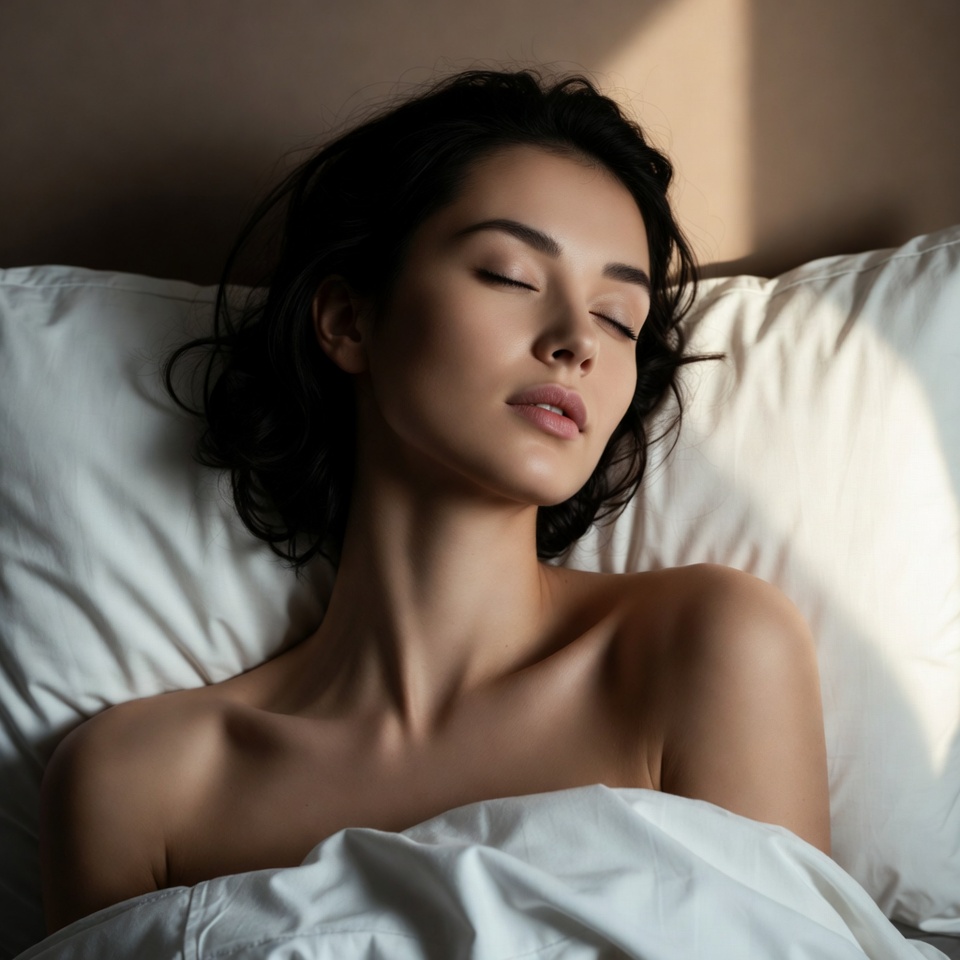 Woman resting in bed with sunlight Woman resting in bed with sunlight