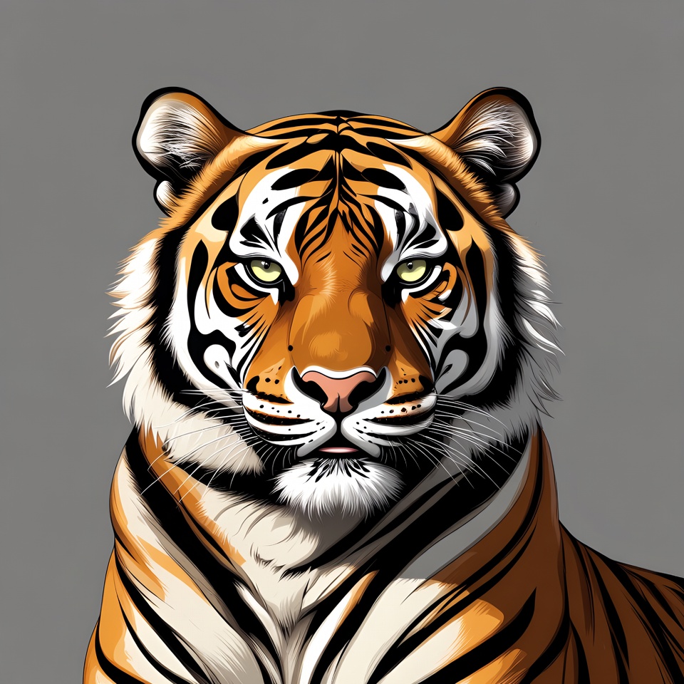 Tiger portrait on gray background Tiger portrait on gray background