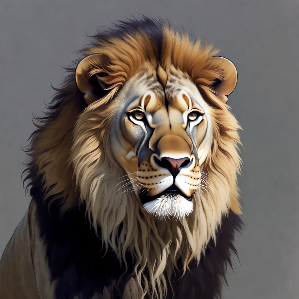 Lion with detailed mane and face Lion with detailed mane and face