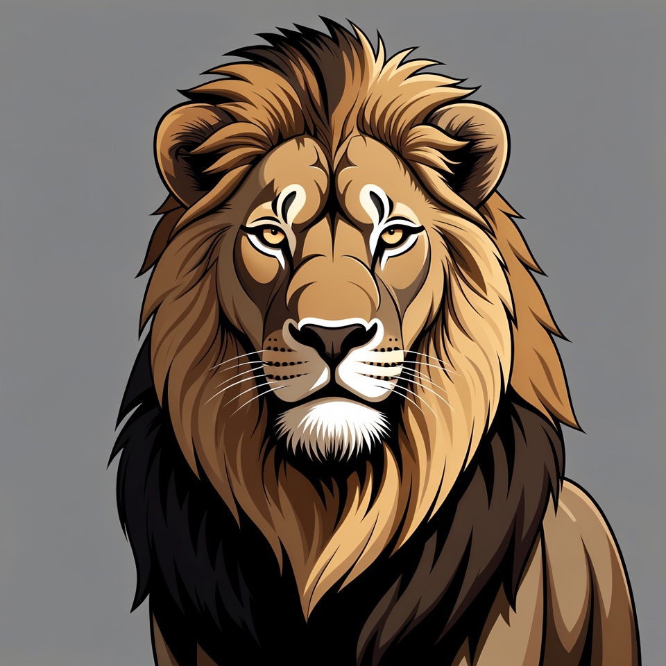 Lion with detailed fur design Lion with detailed fur design