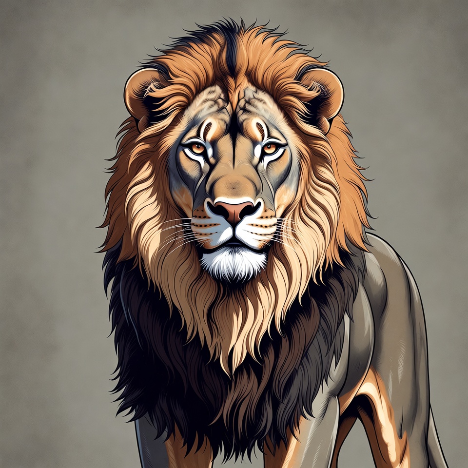 Lion with detailed fur and expression Lion with detailed fur and expression