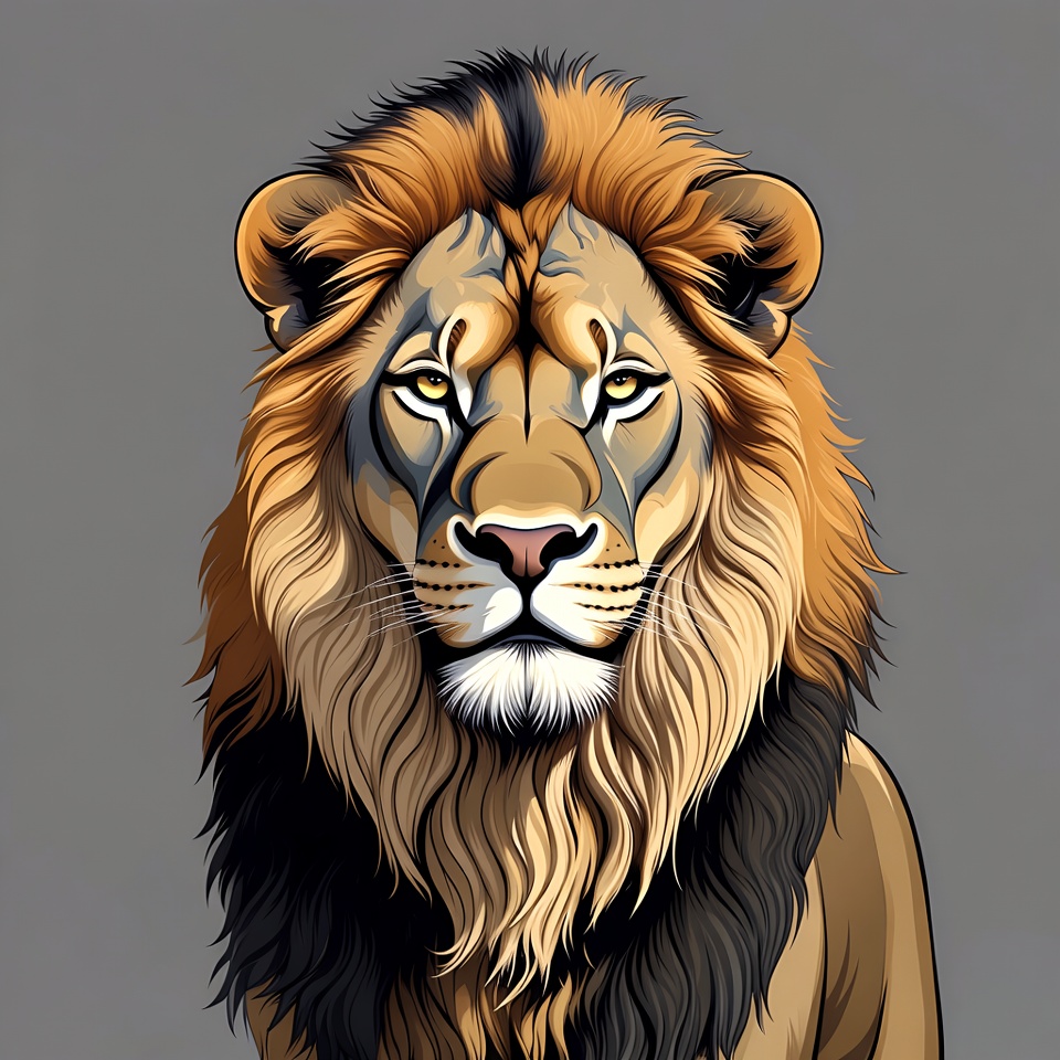 Lion portrait showing fierce expression Lion portrait showing fierce expression