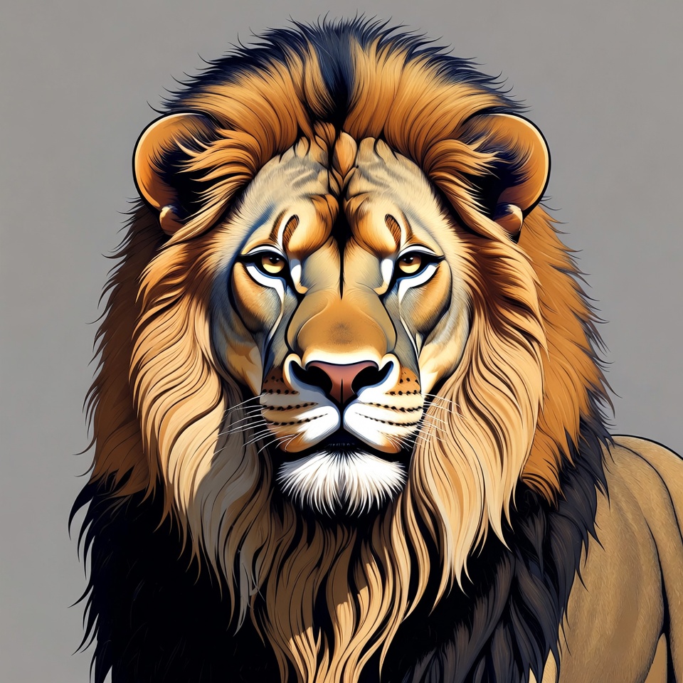 Lion with detailed fur design Lion with detailed fur design