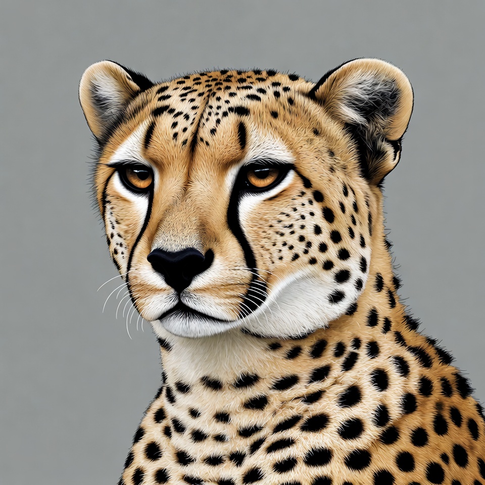 Cheetah head close up on gray background Cheetah head close up on gray background