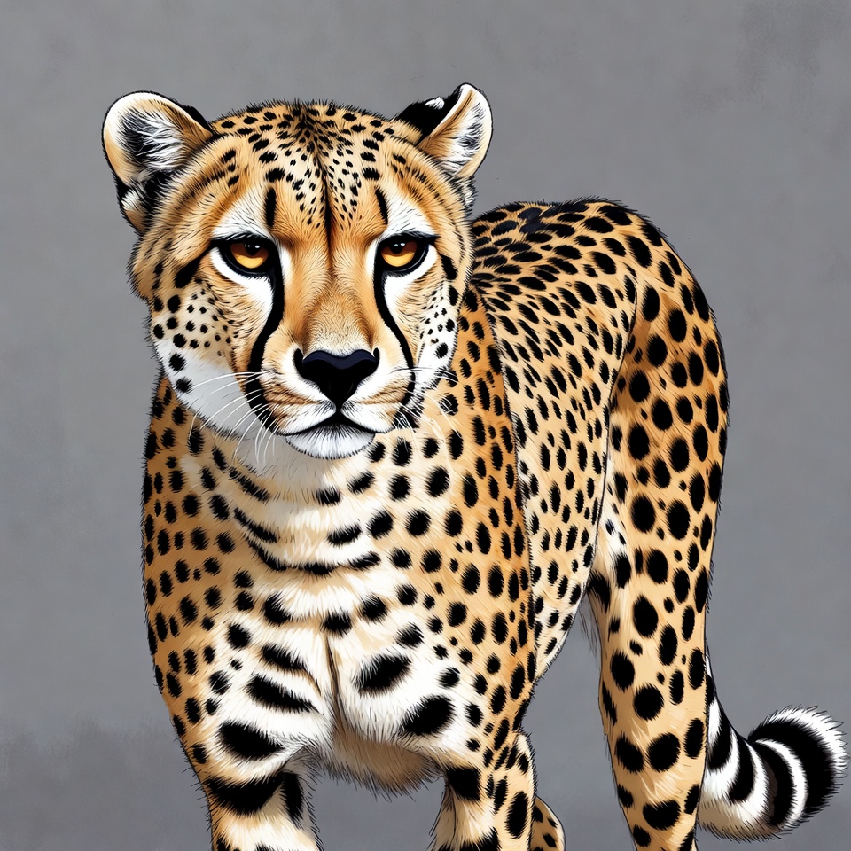 Cheetah standing with focus on expression Cheetah standing with focus on expression