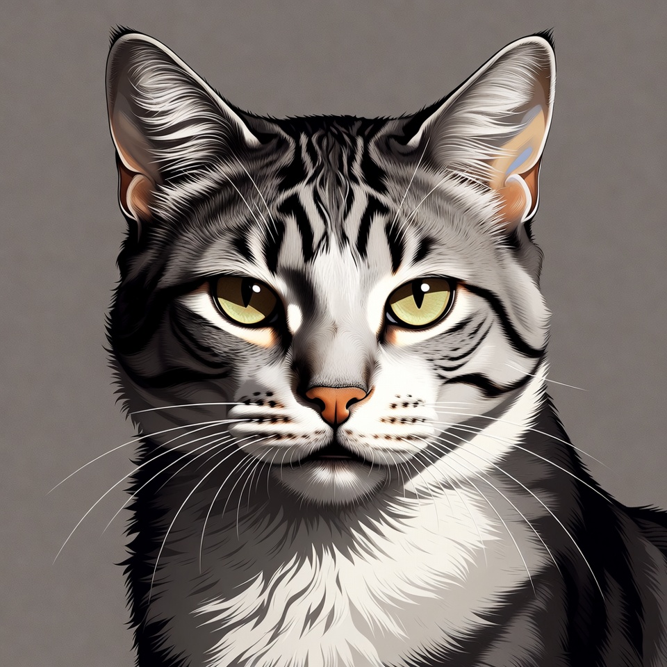 Cat with striped fur and yellow eyes Cat with striped fur and yellow eyes