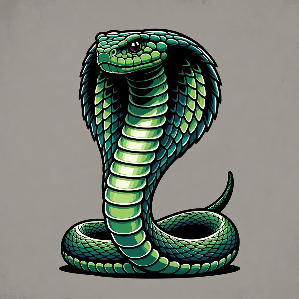 Green cobra with detailed scales Green cobra with detailed scales