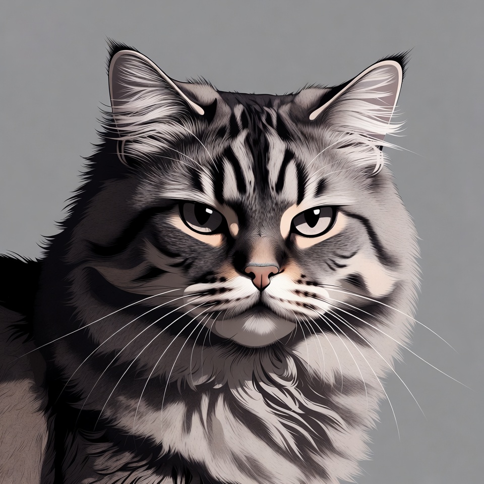 Cat portrait on gray background Cat portrait on gray background