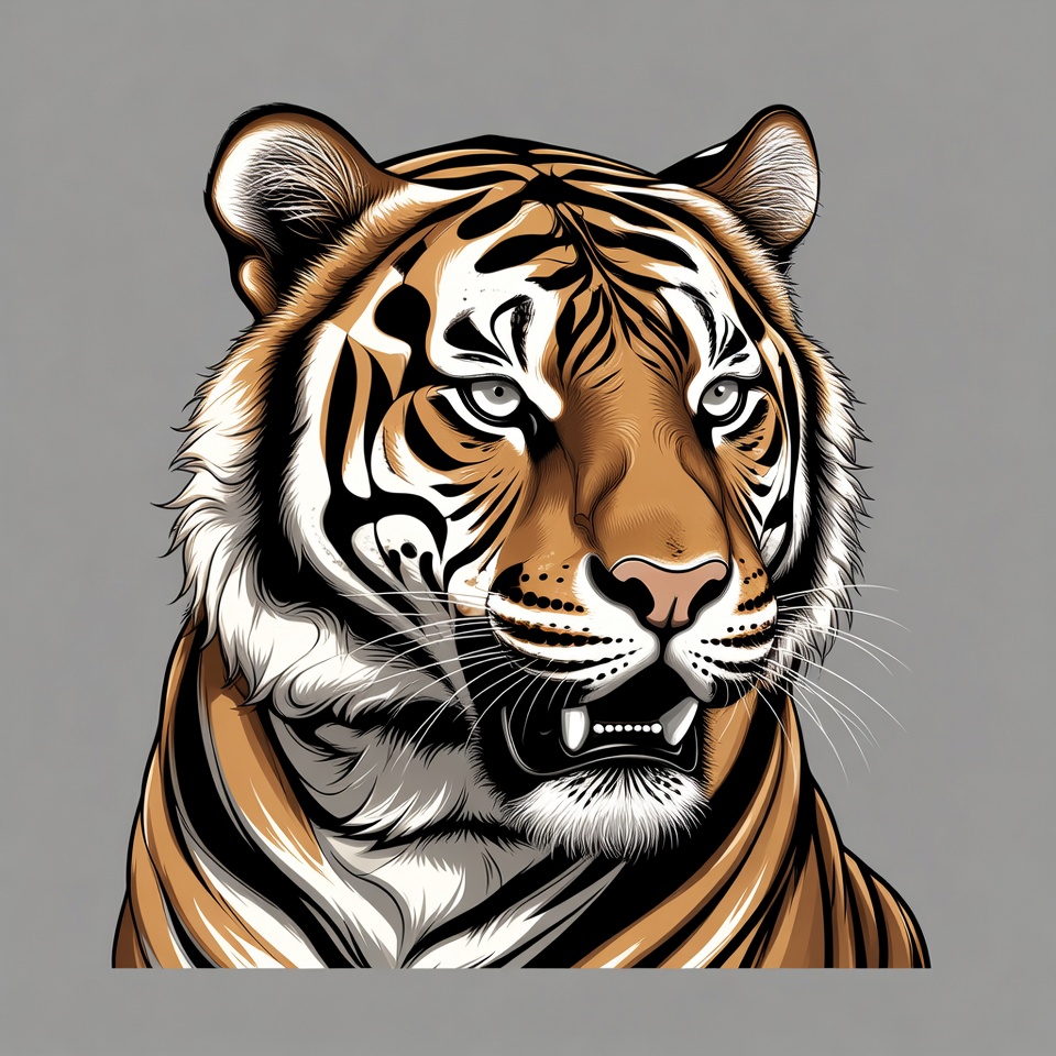 Tiger head on a gray background Tiger head on a gray background