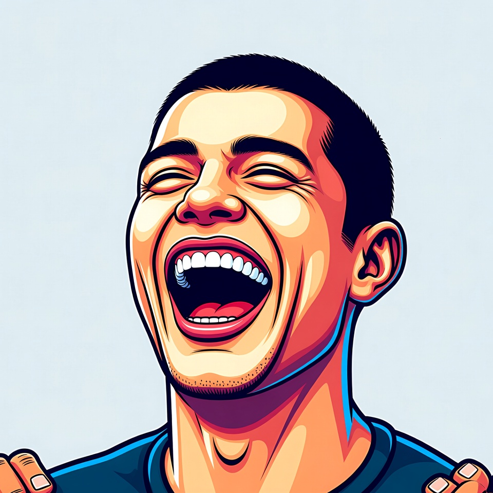 Man laughing heartily with joy Man laughing heartily with joy