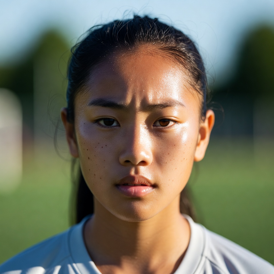 Young athlete focused on the field Young athlete focused on the field