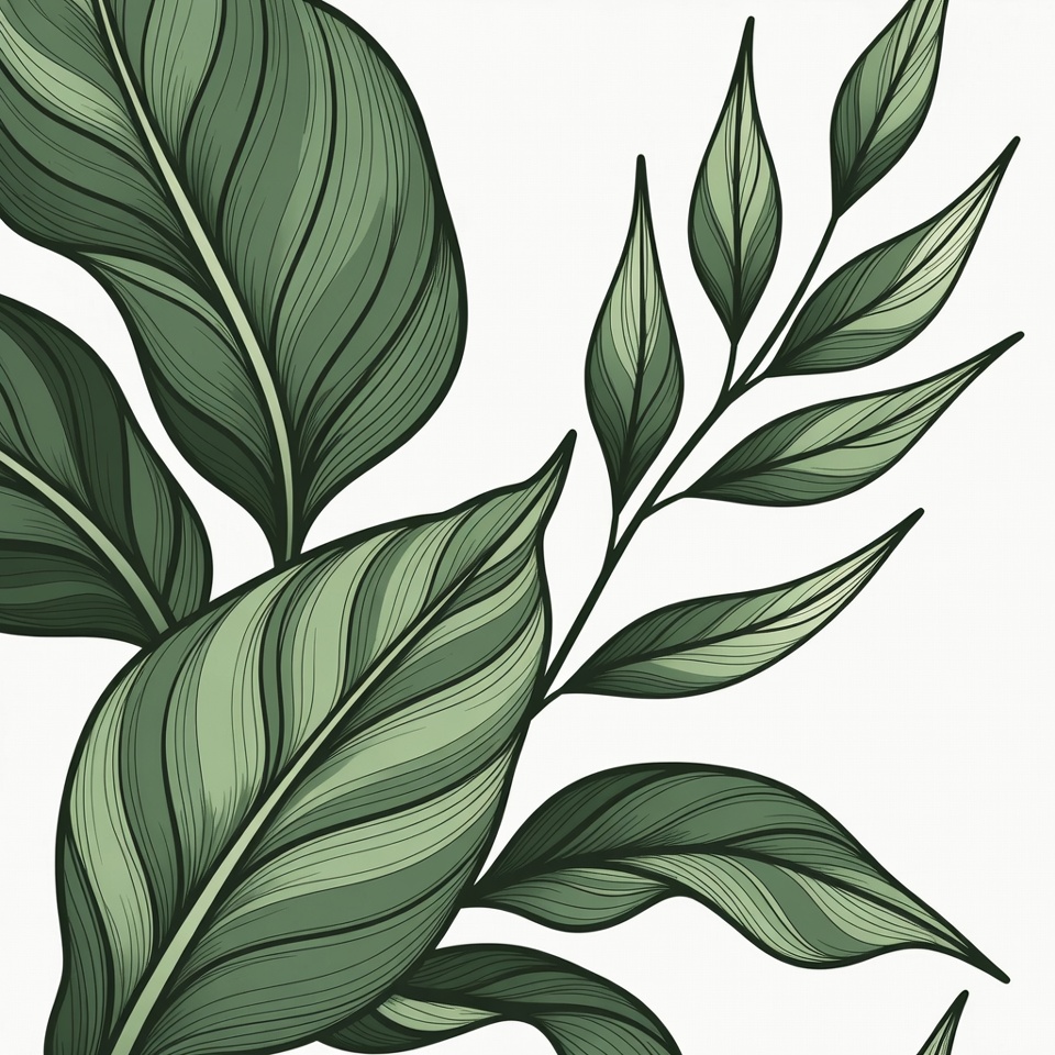 Green plant leaves with detailed patterns Green plant leaves with detailed patterns