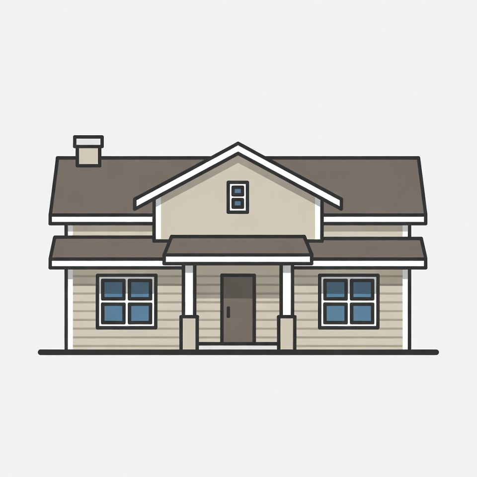 Simple house design in flat style Simple house design in flat style