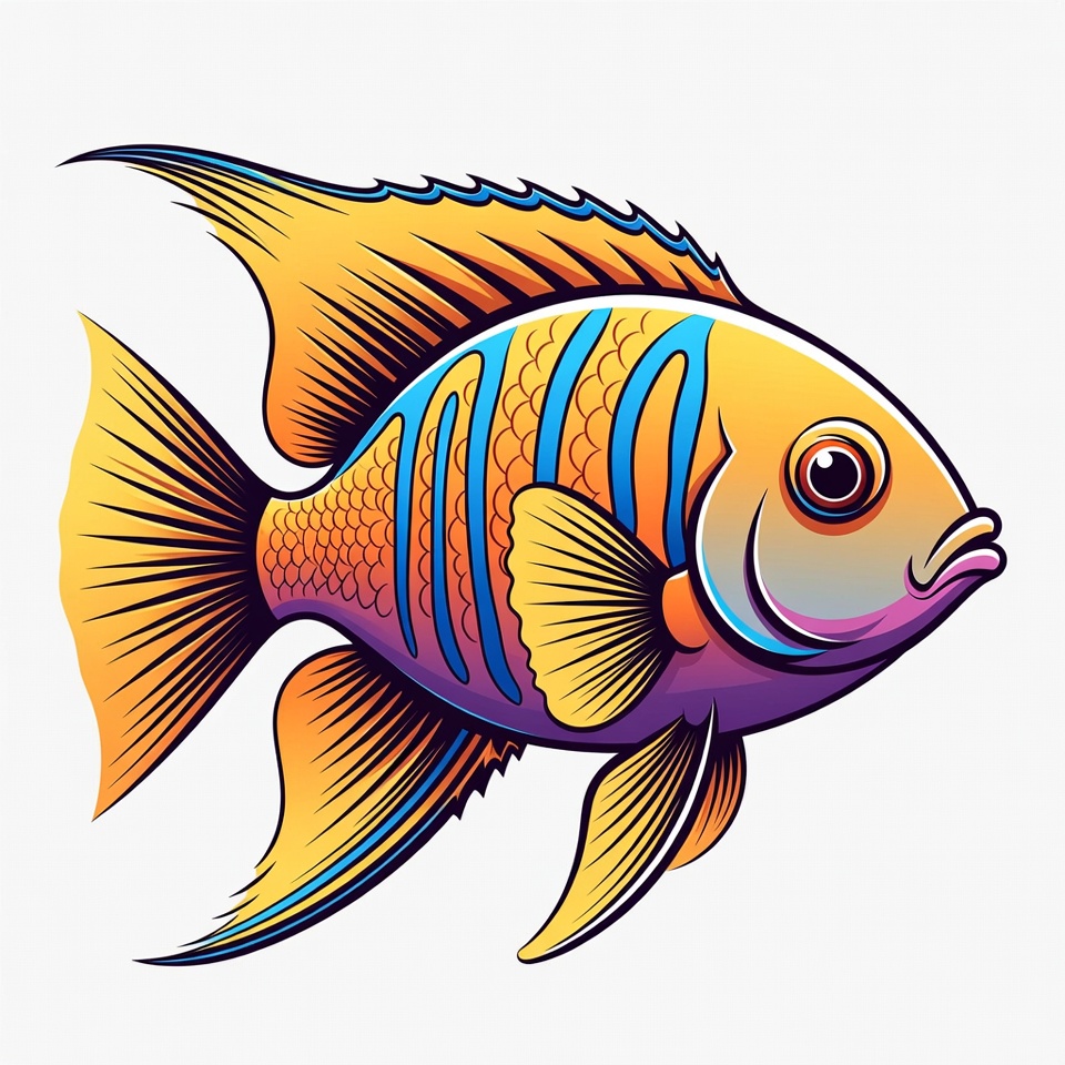 Colorful fish illustration in bright hues Colorful fish illustration in bright hues