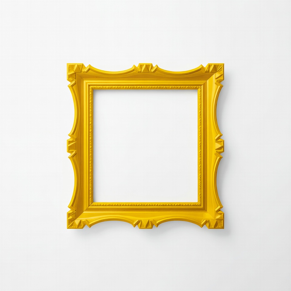Yellow frame on white wall Yellow frame on white wall