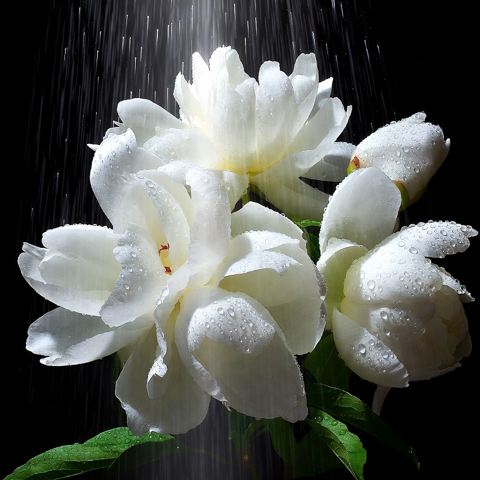 Water droplets on white flowers Water droplets on white flowers
