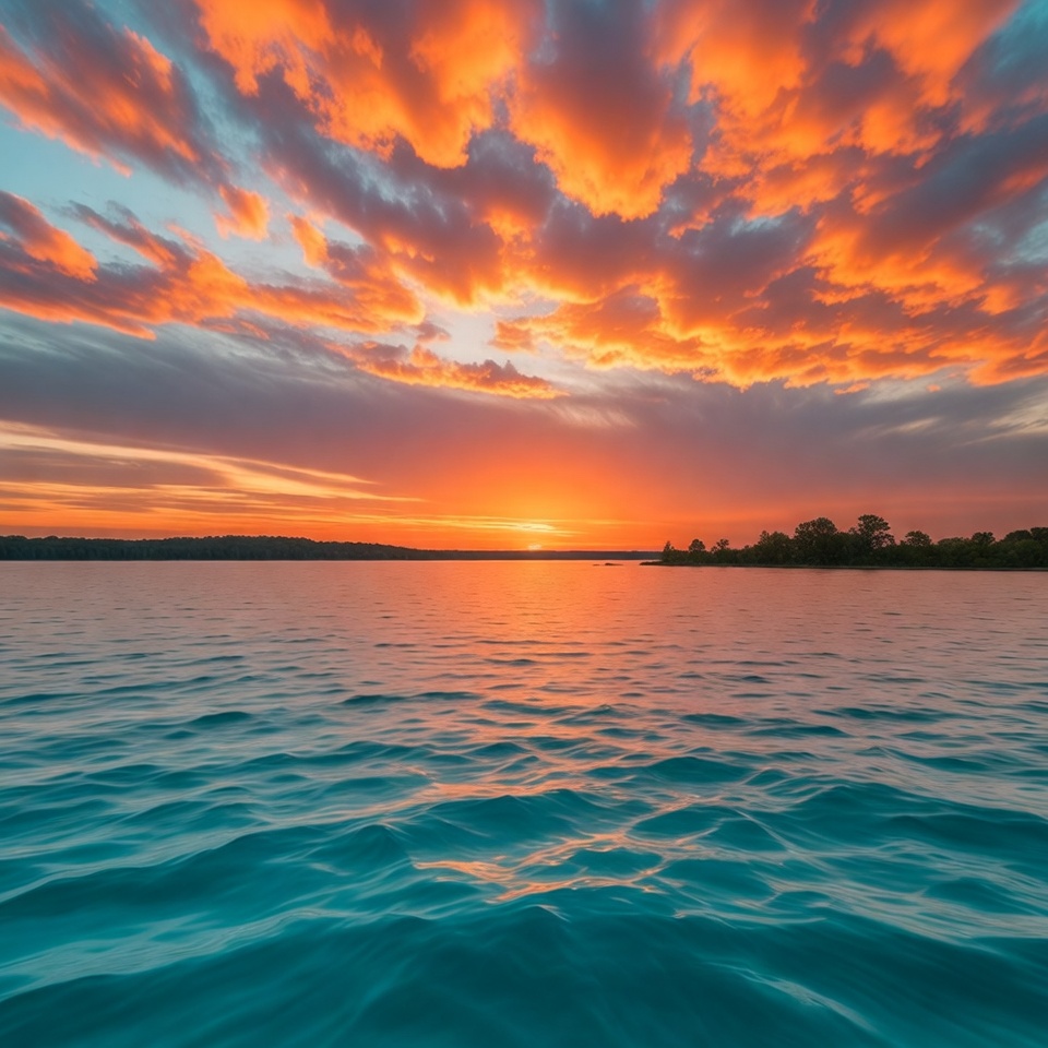 Colorful sunset over water Colorful sunset over water