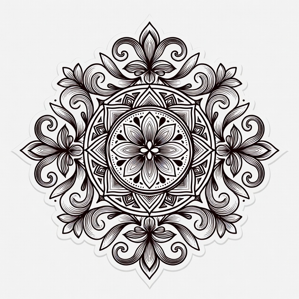 Floral black and white design pattern Floral black and white design pattern