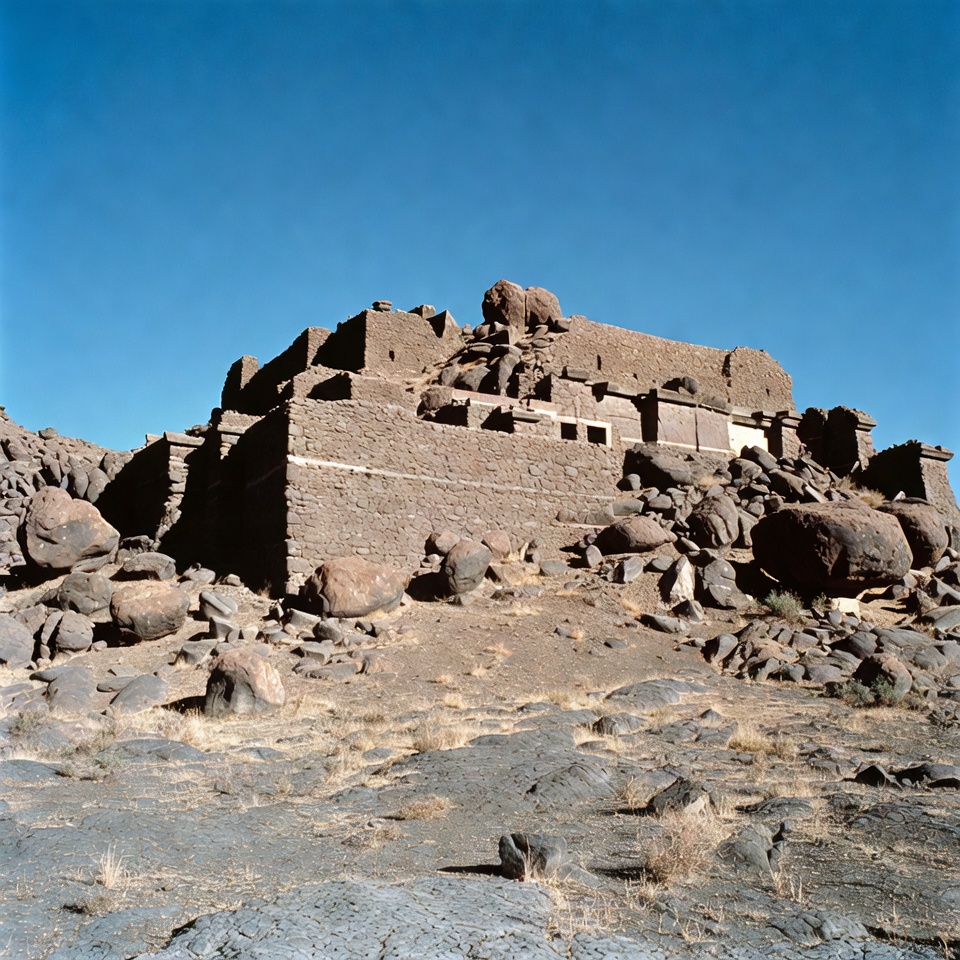 Ancient structure on rocky terrain Ancient structure on rocky terrain