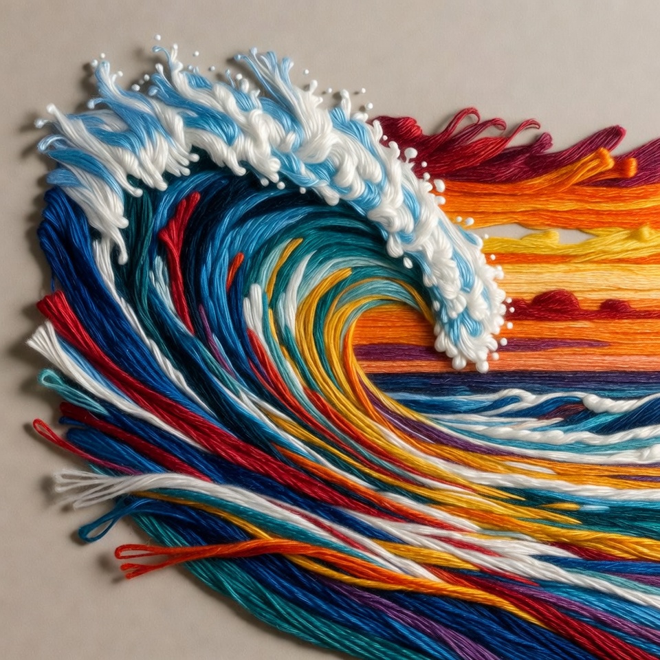 Colorful wave made of thread Colorful wave made of thread