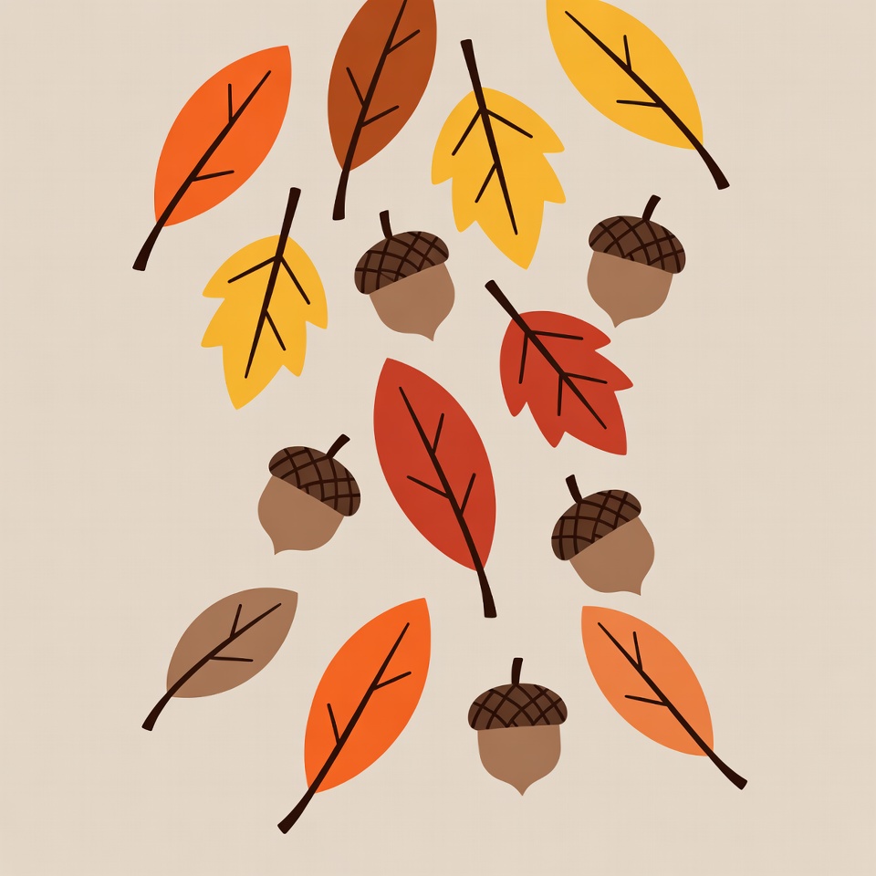 Fall leaves and acorns design pattern Fall leaves and acorns design pattern