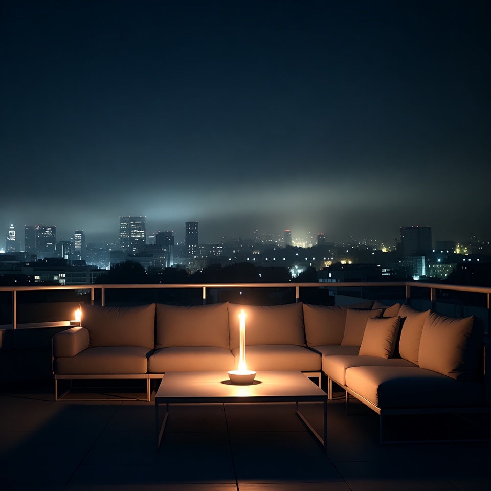 City lights at night on rooftop City lights at night on rooftop