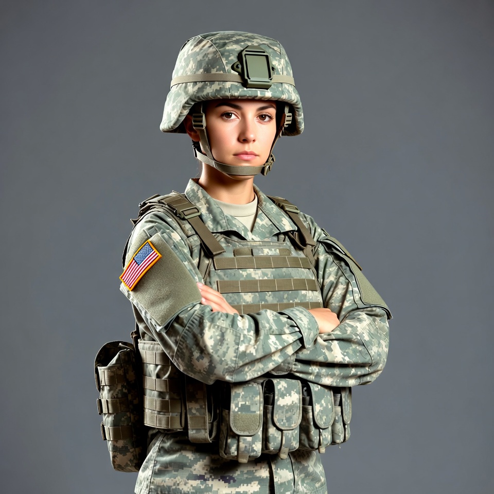 Portrait of female soldier in uniform Portrait of female soldier in uniform