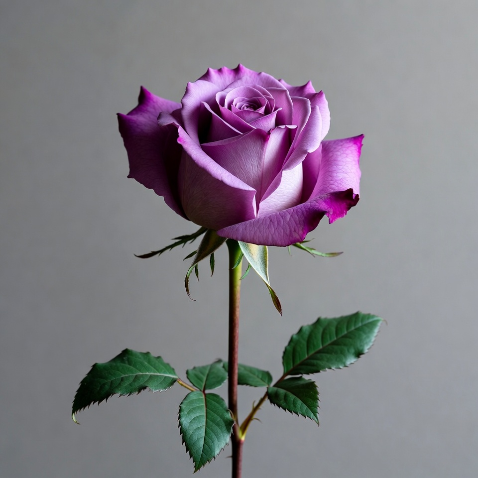 Purple rose on a gray background Purple rose on a gray background
