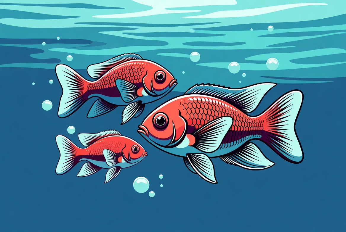 Colorful fish swimming underwater together Colorful fish swimming underwater together