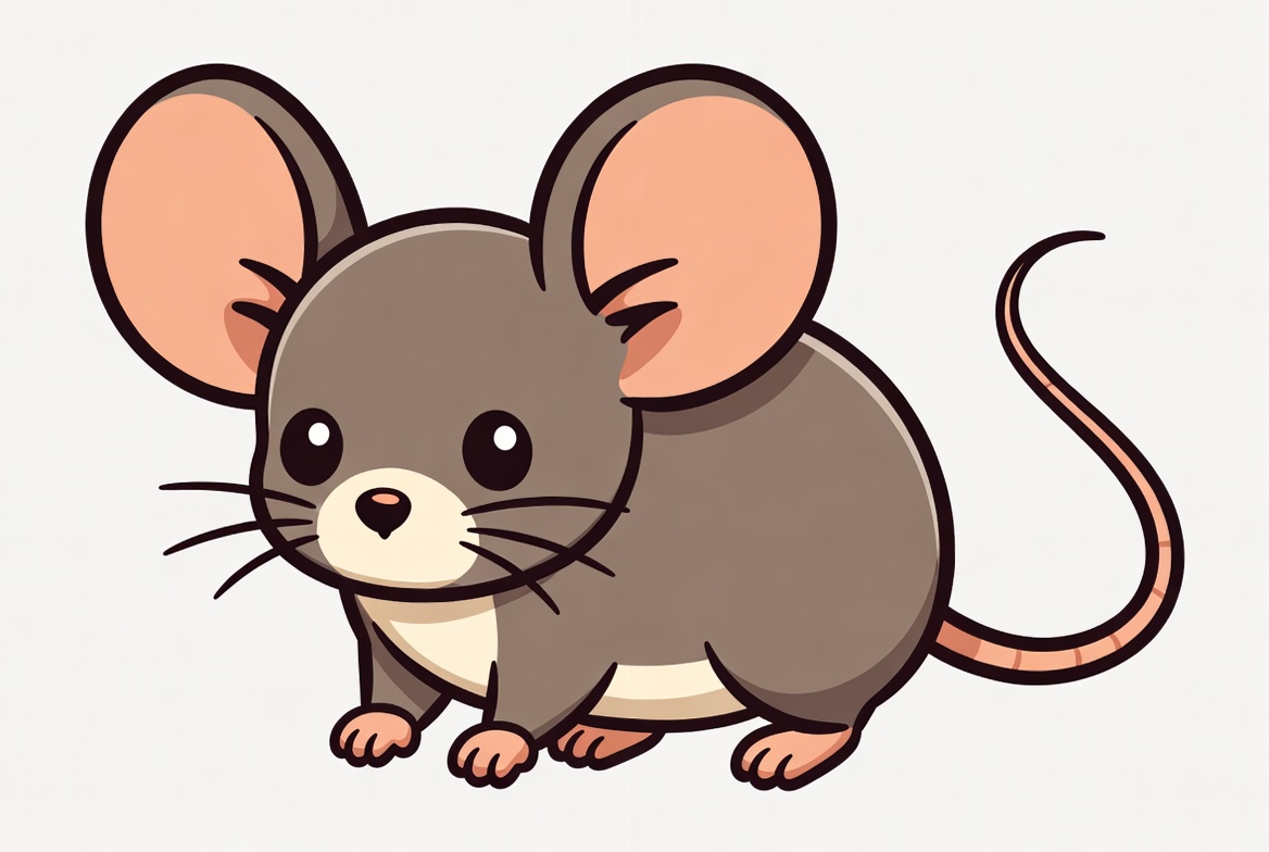 Cute cartoon mouse sitting quietly Cute cartoon mouse sitting quietly