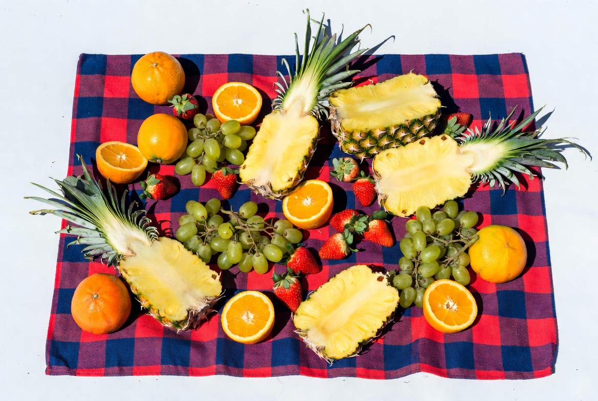 Fruit arrangement on cloth background Fruit arrangement on cloth background