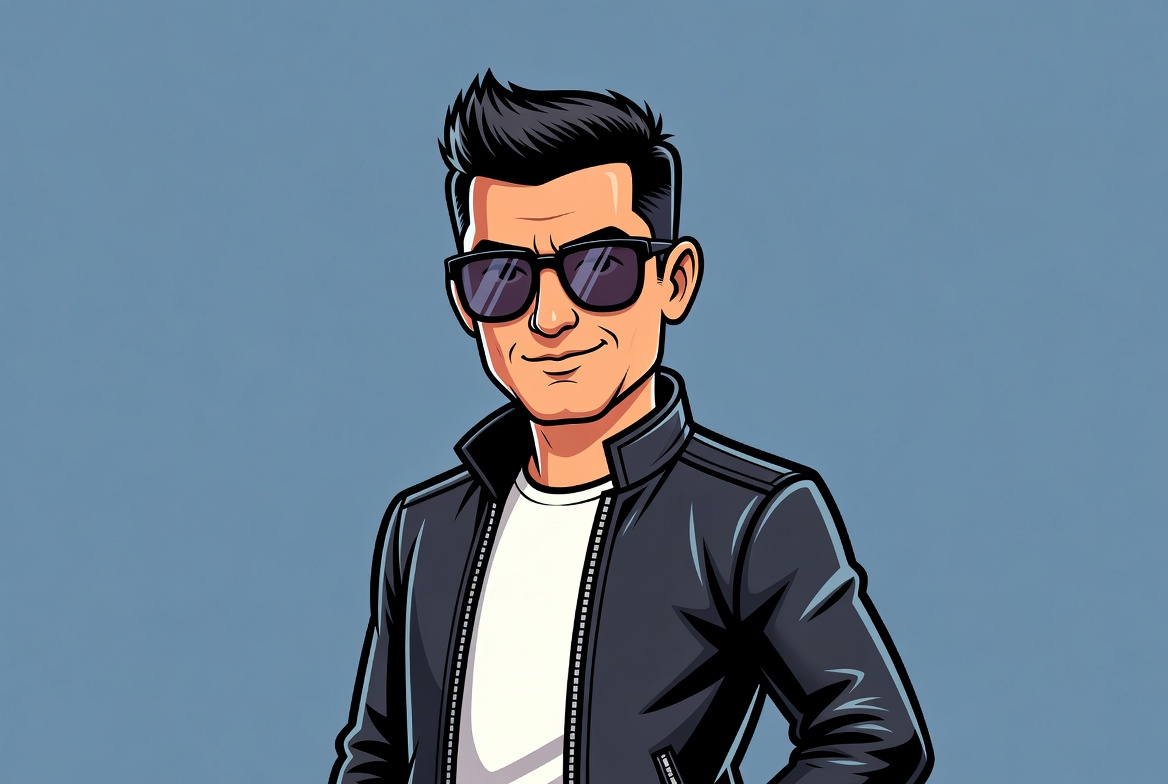 Man in leather jacket with sunglasses Man in leather jacket with sunglasses