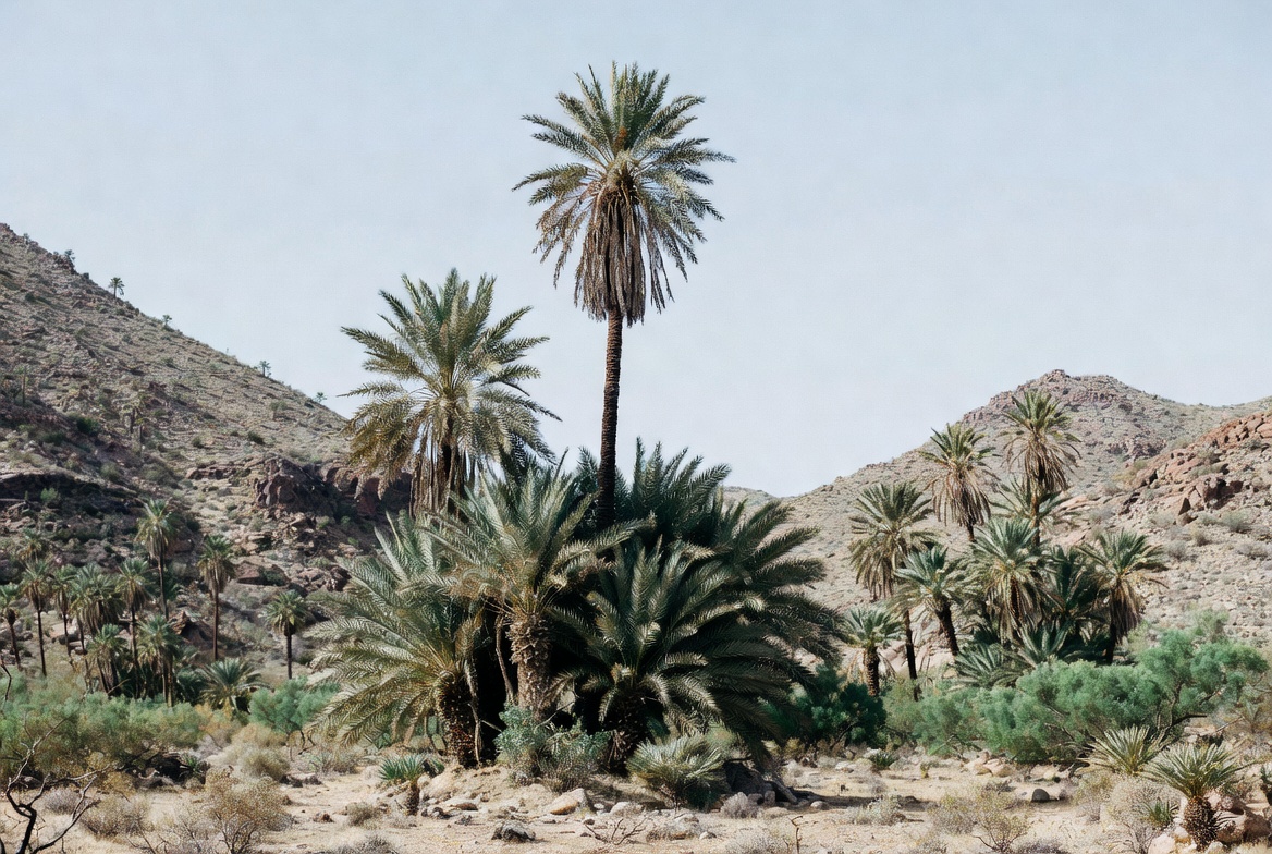 Palm trees in a desert landscape Palm trees in a desert landscape
