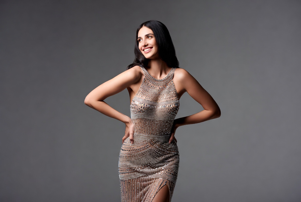 Model posing in sparkling dress Model posing in sparkling dress