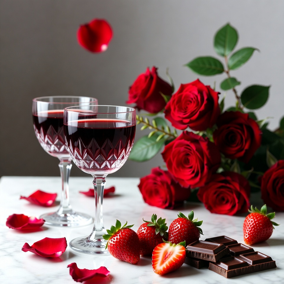 Celebrating with wine and roses Celebrating with wine and roses