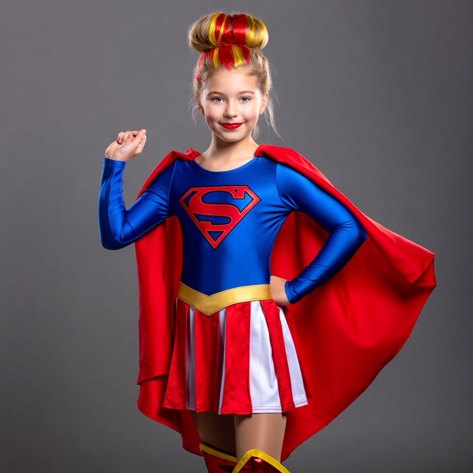 Girl dressed as superhero in studio Girl dressed as superhero in studio