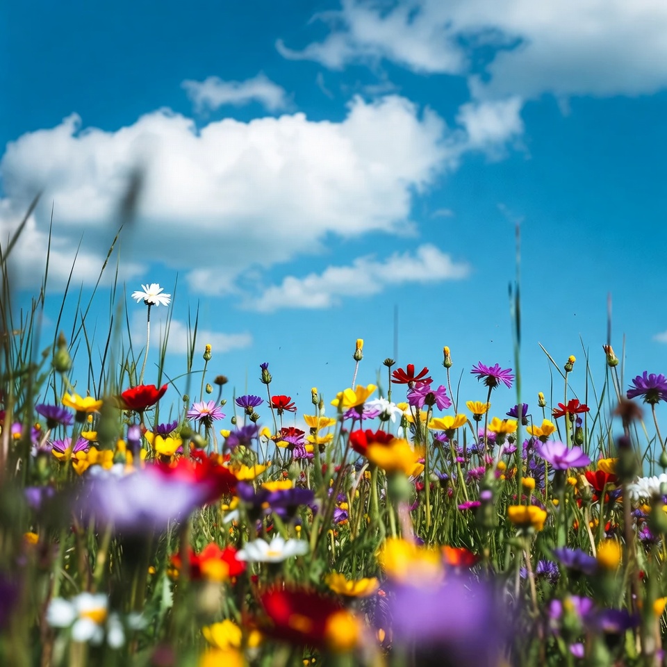 Colorful flowers in a sunny field Colorful flowers in a sunny field