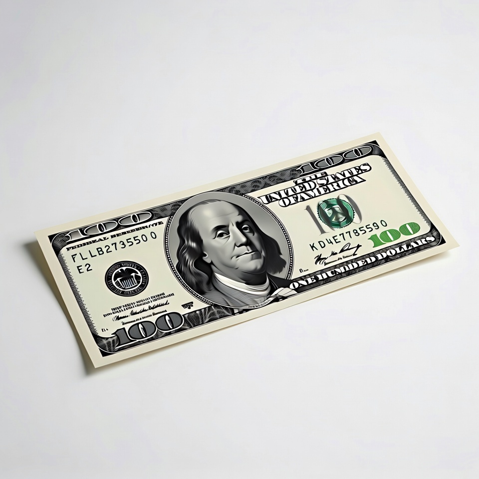 One hundred dollar bill on white background One hundred dollar bill on white background